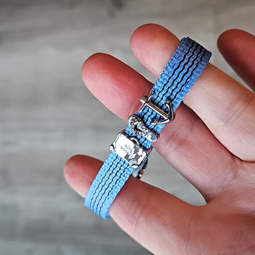Blue Woven KEEP Collective Bracelet with 3 Travel Charms